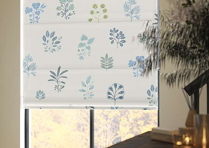 Botanical Velvet, River Blue - Twist&Fit Roman Blind - Image 5